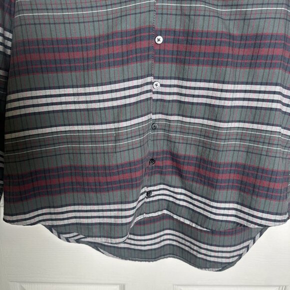 Madewell Medium V-Neck Button-Down Shirt Pineview Plaid 100% Cotton Flannel Fall - Picture 6 of 10